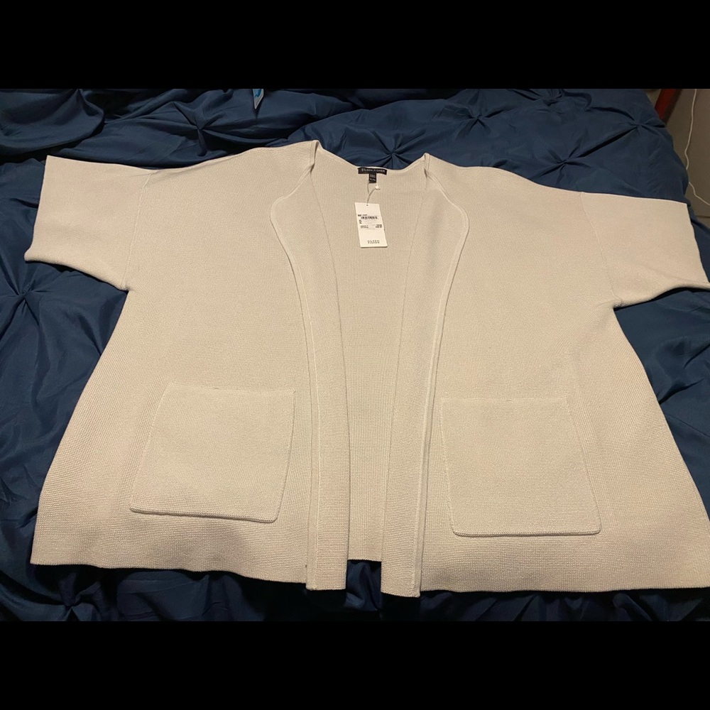 Eileen Fisher off white silk blend sweater/jacket
